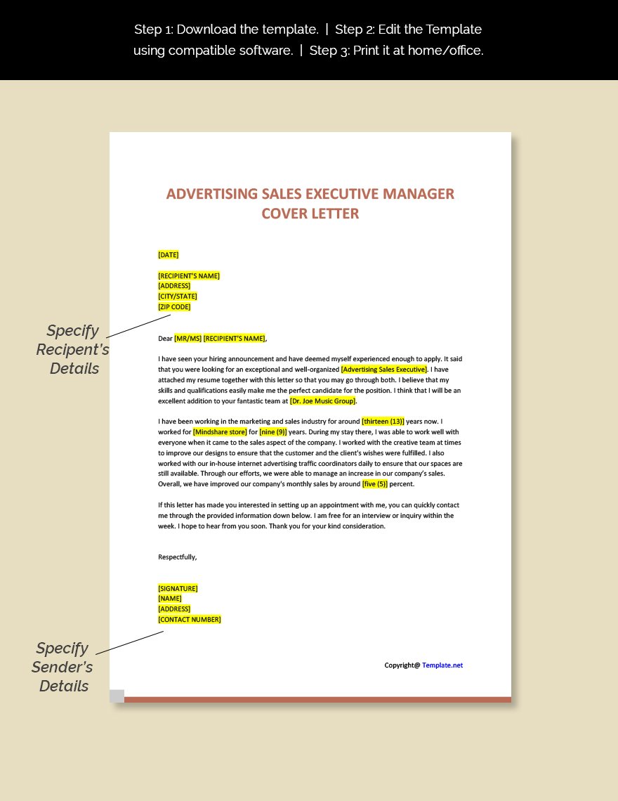 Advertising Sales Executive Manager Cover Letter