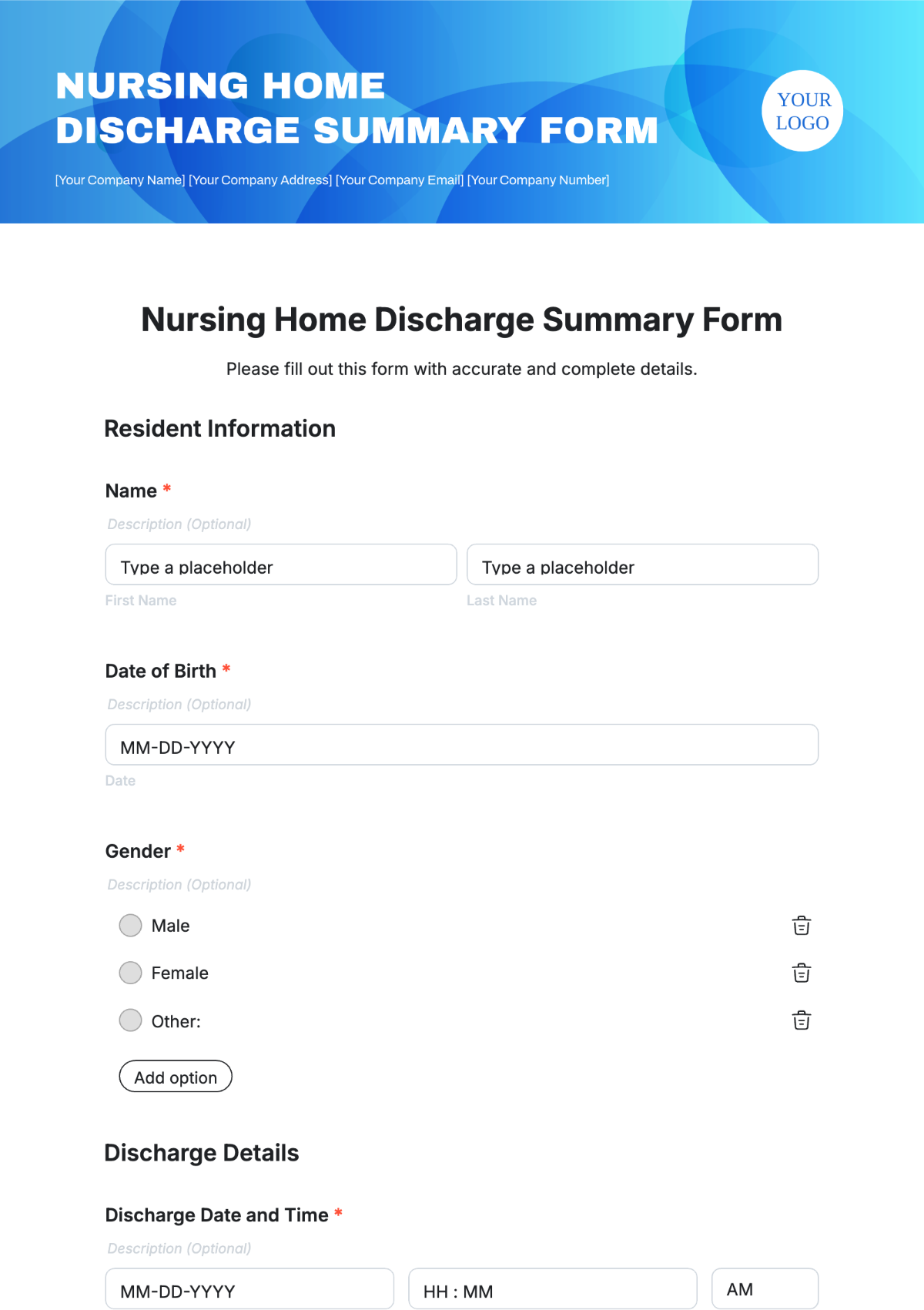 Nursing Home Discharge Summary Form Template - Edit Online & Download