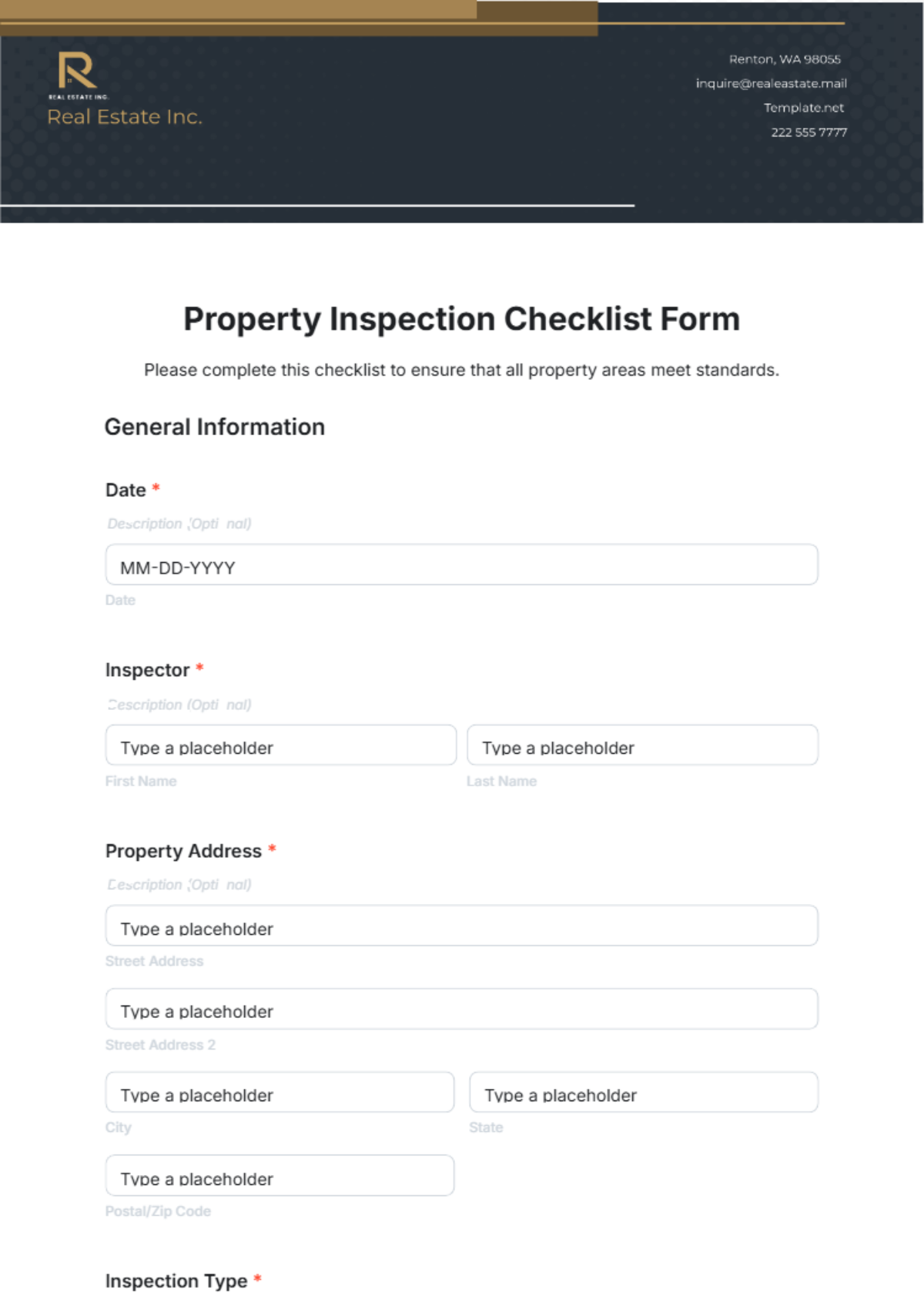 Property Inspection Checklist Form Template - Edit Online & Download