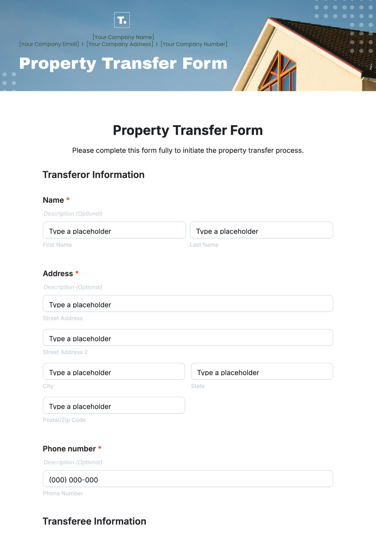 Property Transfer Form Template - Edit Online & Download