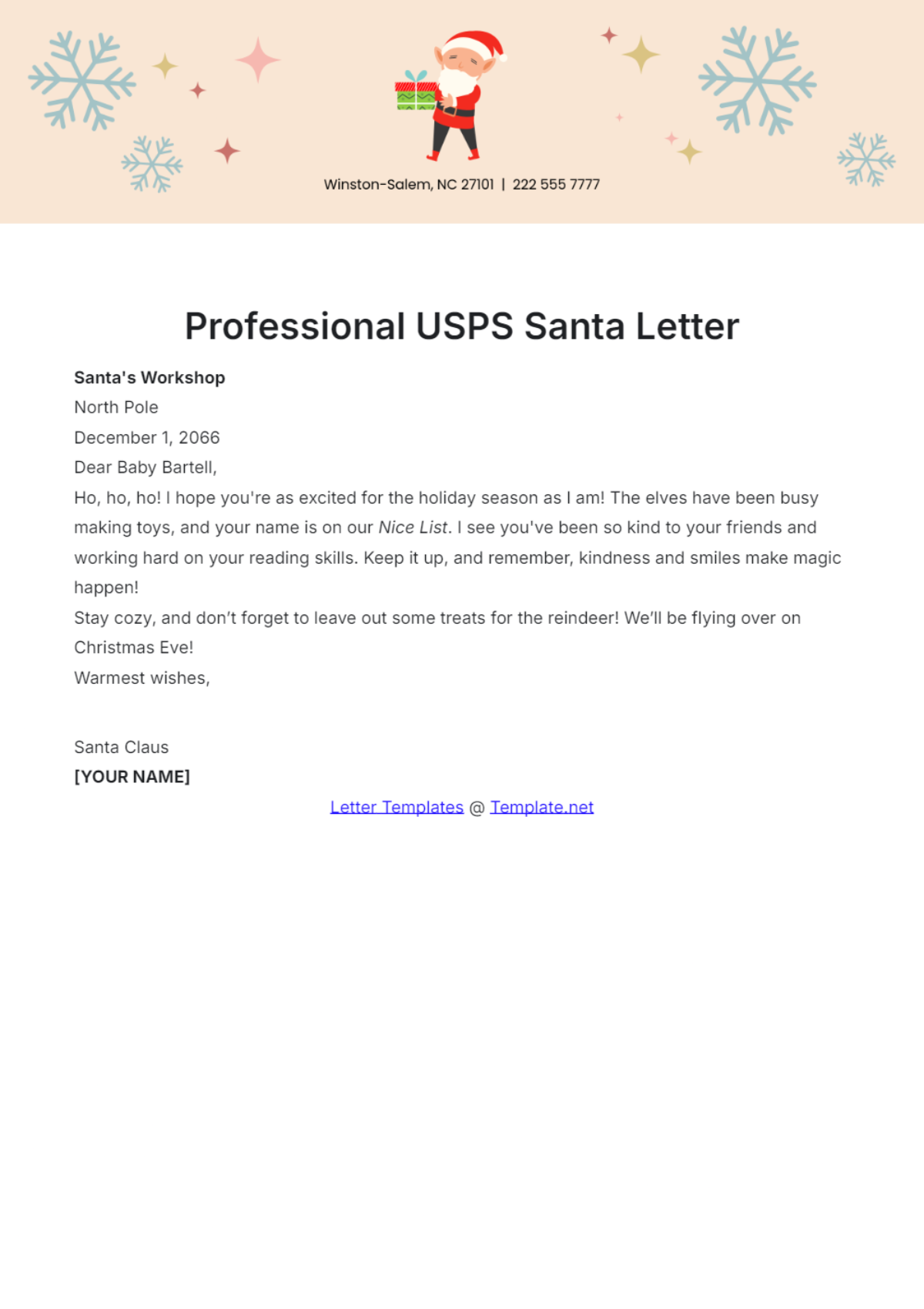 Professional USPS Santa Letter Template - Edit Online & Download