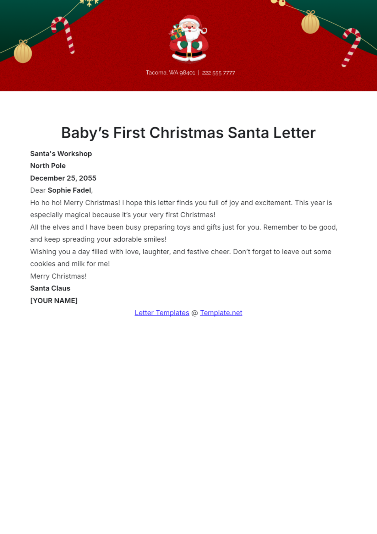 Baby’s First Christmas Santa Letter Template - Edit Online & Download