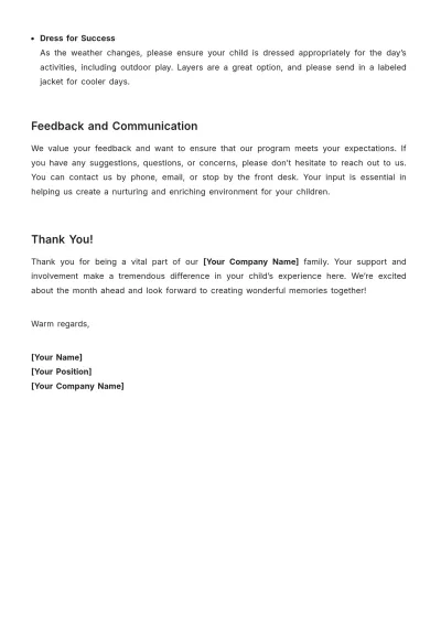 Free Day Care Letter Template to Edit Online
