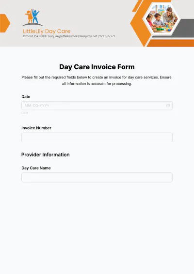 Free Day Care Invoice Form Template to Edit Online