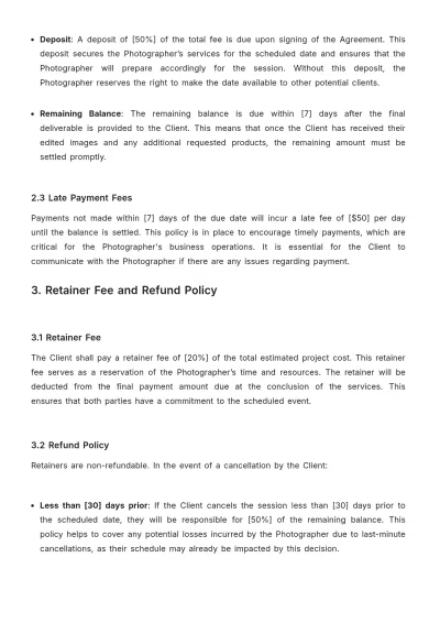 Free Event Planner Photography Contract Template to Edit Online