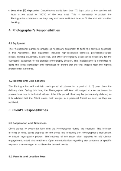 Free Event Planner Photography Contract Template to Edit Online