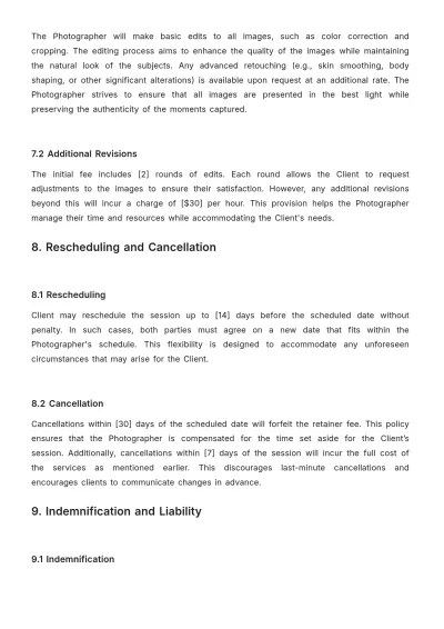 Free Event Planner Photography Contract Template to Edit Online