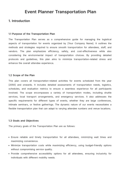 Free Event Planner Transportation Plan Template to Edit Online