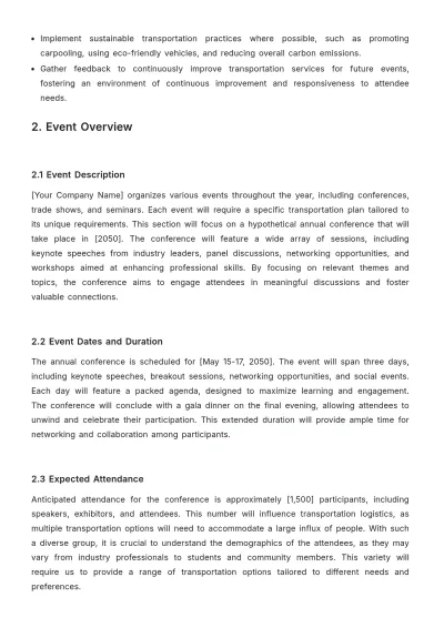 Free Event Planner Transportation Plan Template to Edit Online