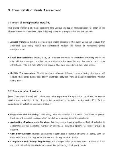 Free Event Planner Transportation Plan Template to Edit Online