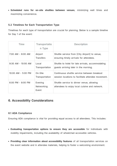 Free Event Planner Transportation Plan Template to Edit Online