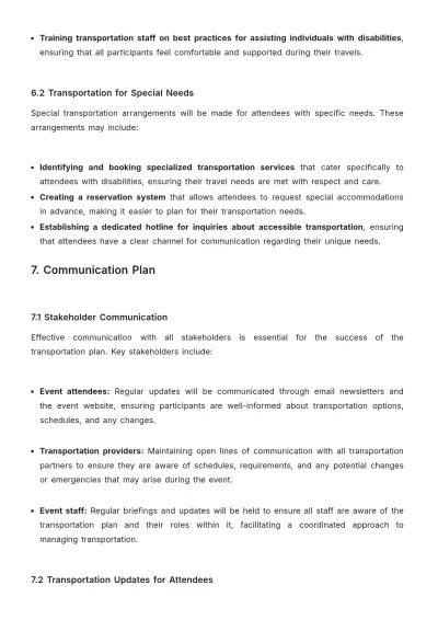 Free Event Planner Transportation Plan Template to Edit Online