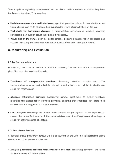 Free Event Planner Transportation Plan Template to Edit Online