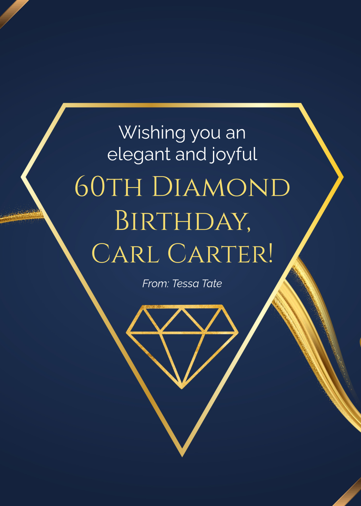 Elegant Diamond Birthday Card Template - Edit Online & Download