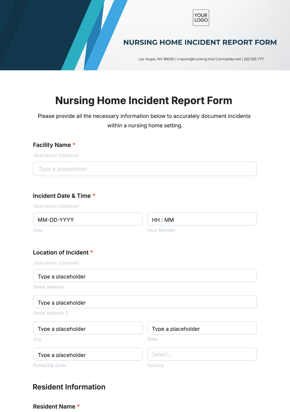 Nursing Home Incident Report Form Template - Edit Online & Download