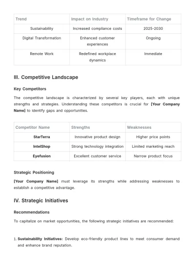 Free Sample Strategic Report Template to Edit Online