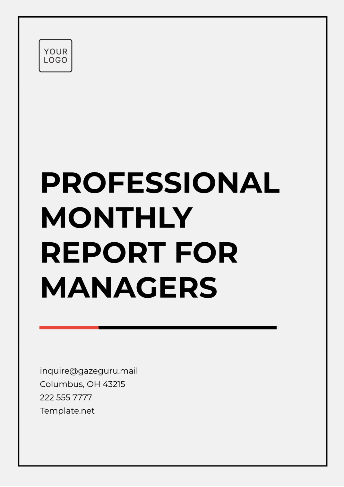 Professional Monthly Report Template for Managers - Edit Online & Download