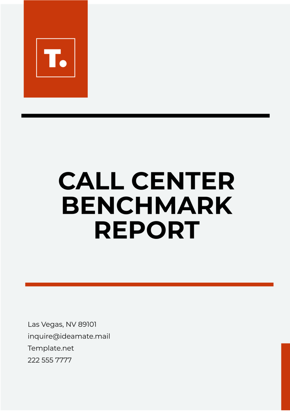 Call Center Benchmark Report Template - Edit Online & Download