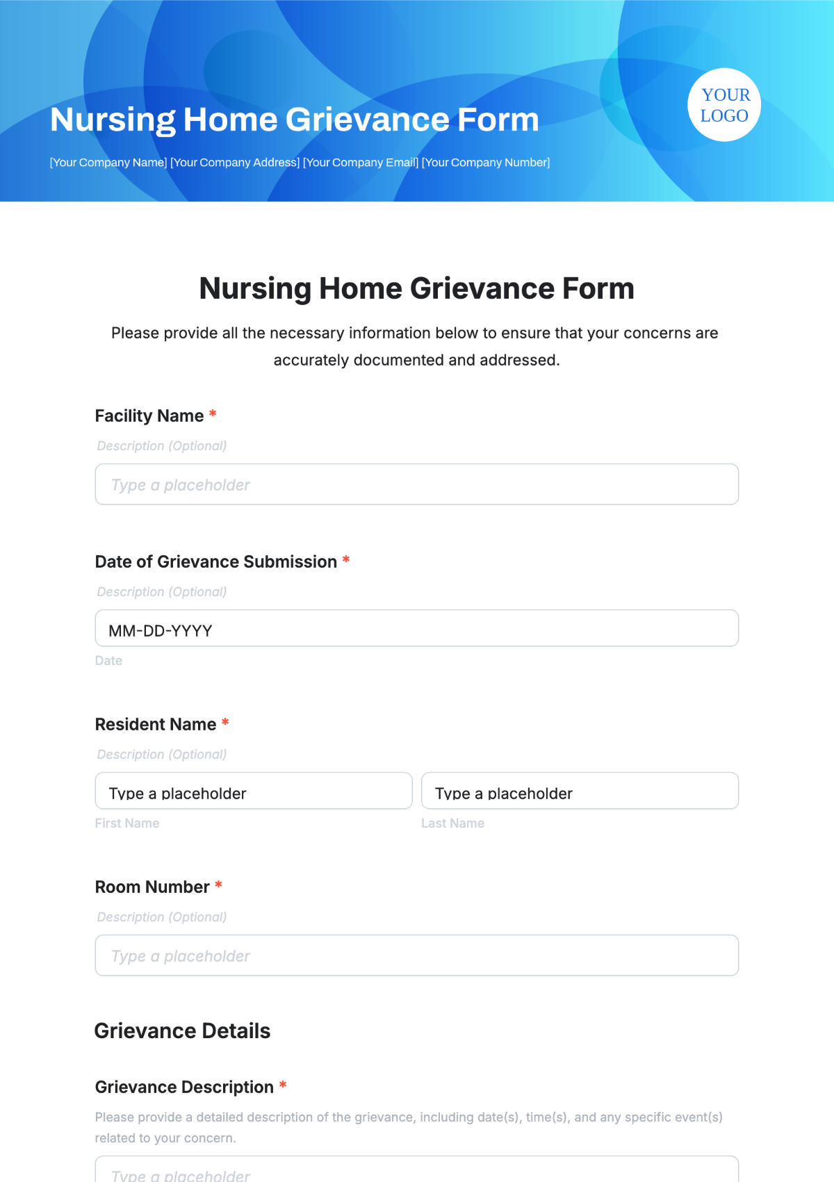 Nursing Home Grievance Form Template - Edit Online & Download