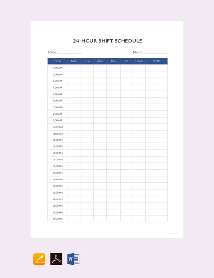 FREE 24 Hour Shift Schedule Template - PDF | Word (DOC ...