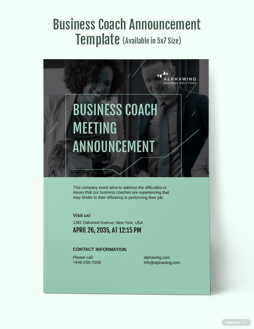 Free Business Coach Announcement Template