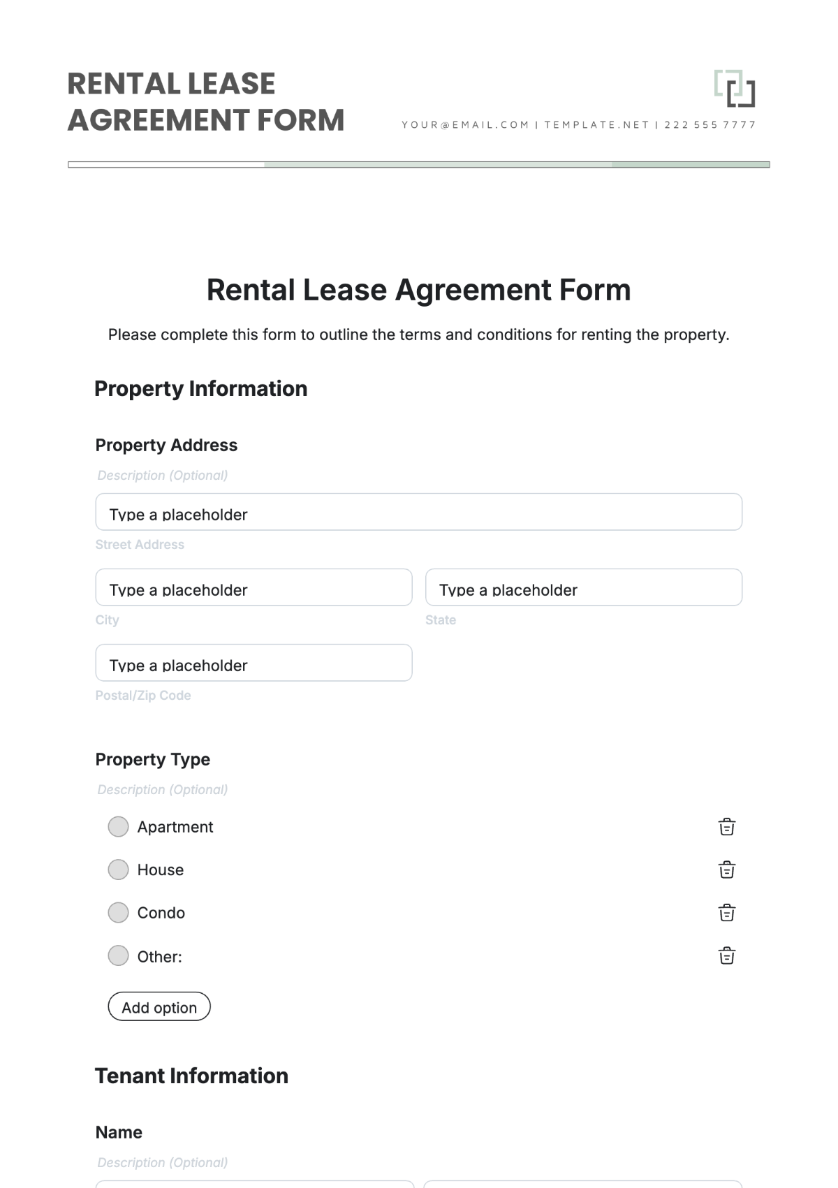 Rental Lease Agreement Form Template - Edit Online & Download