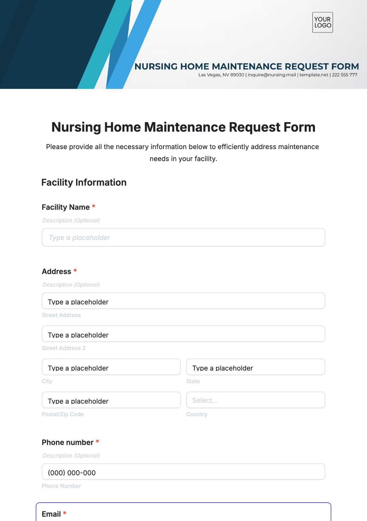 Nursing Home Maintenance Request Form Template - Edit Online & Download