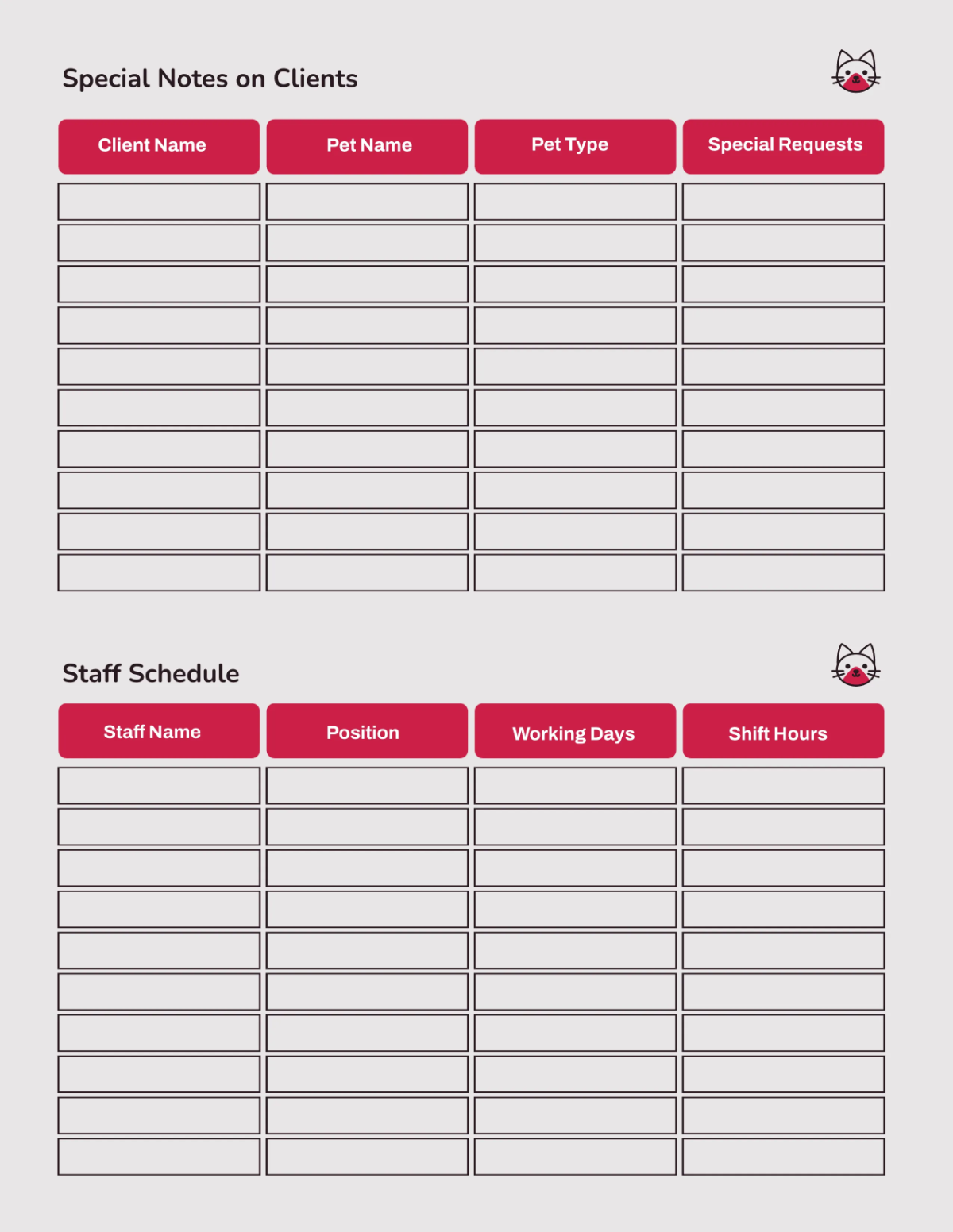 Free Pet Care Planner Template to Edit Online