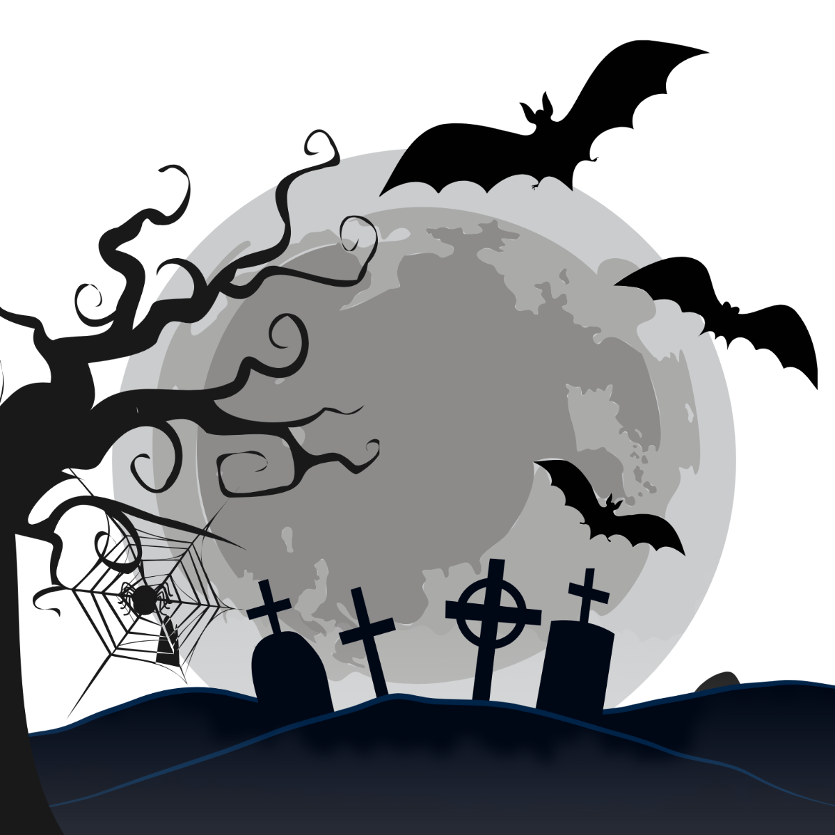 Halloween Graveyard Clipart Template