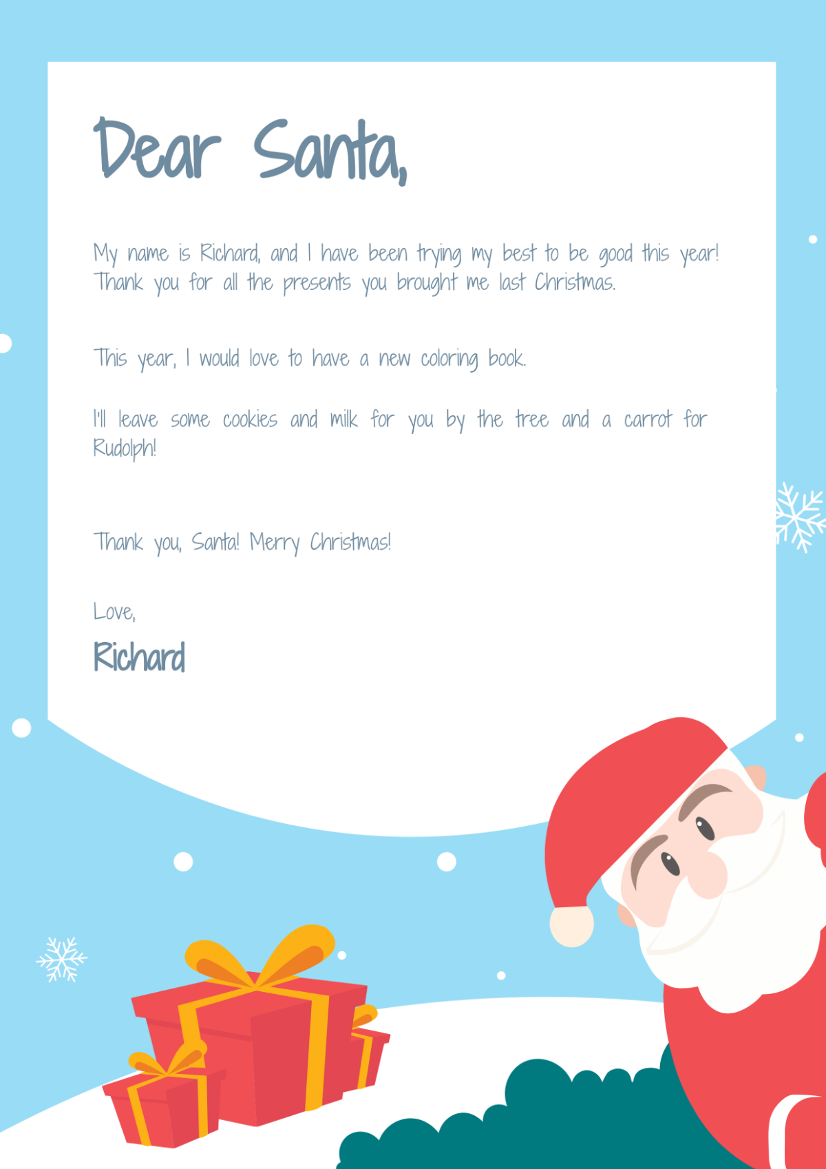 Coloring Santa Letter Template - Edit Online & Download