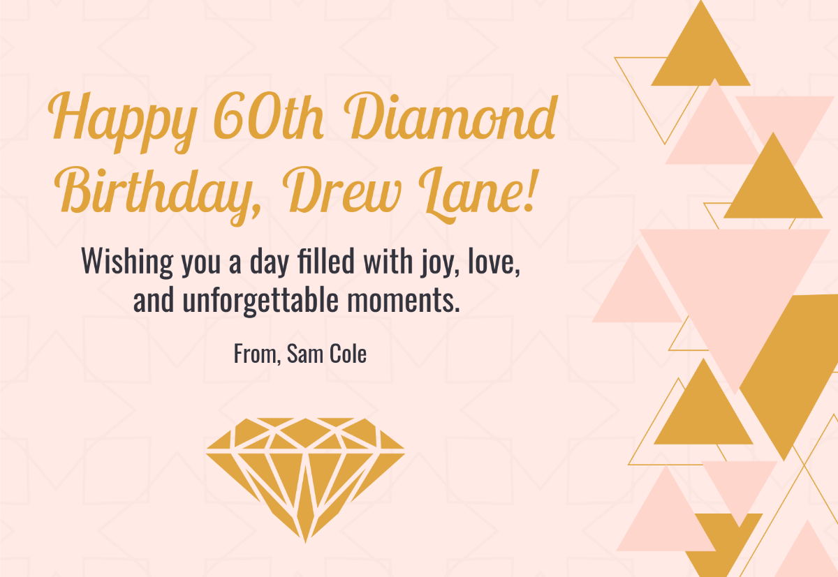 Happy Diamond Birthday Card Template - Edit Online & Download