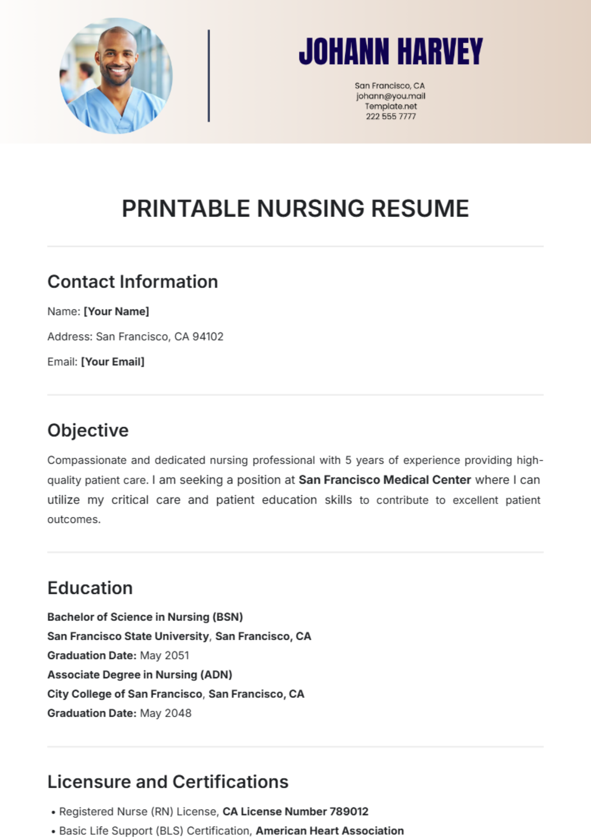 Free Medical Resume Templates to Edit Online and Download