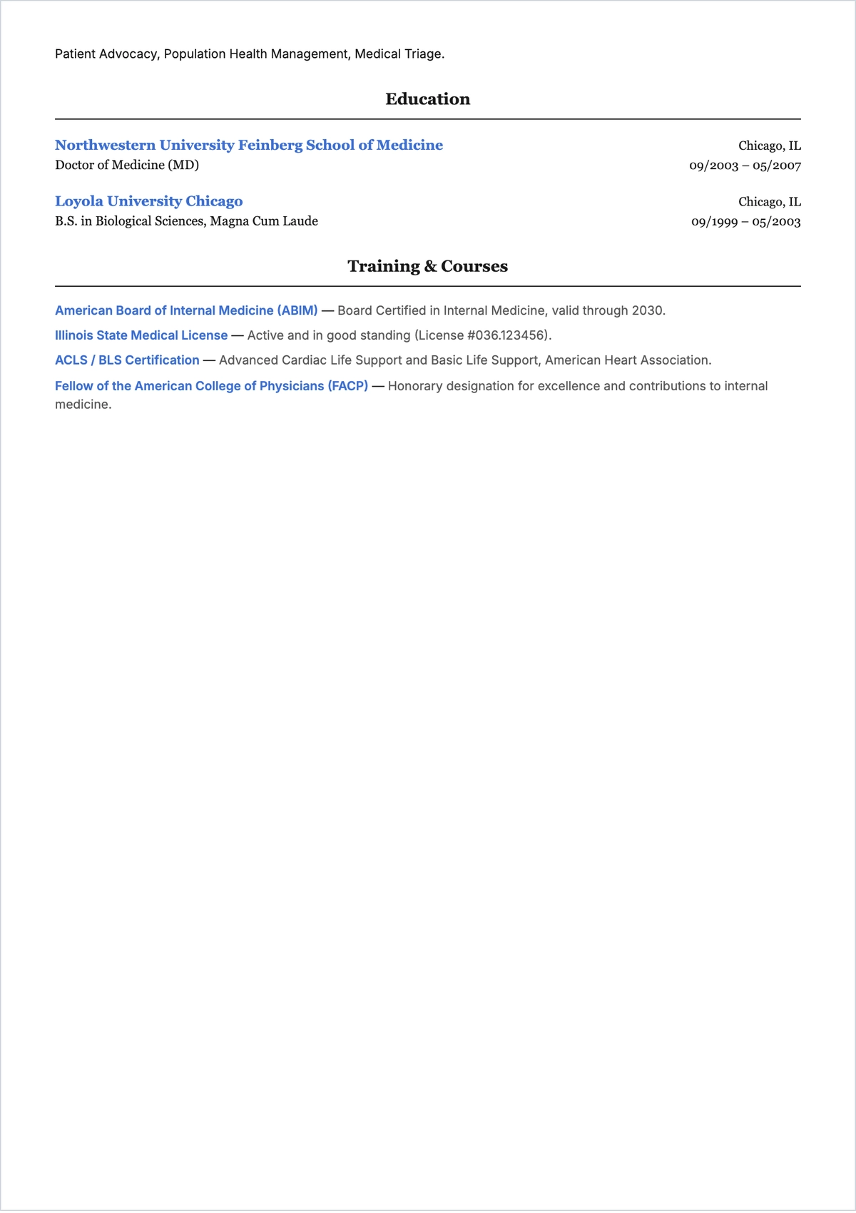 Free Medical Practitioner ATS Resume Template, AI Resume Builder