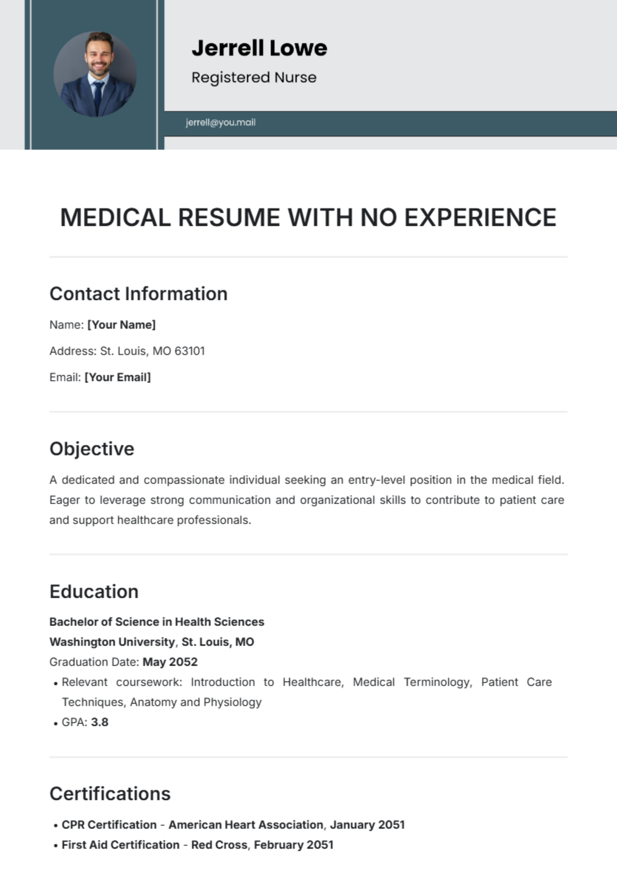 Medical Resume with No Experience Template - Edit Online & Download