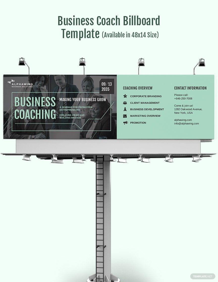 Business Coach Billboard Template in Illustrator, PSD, Apple Pages, InDesign