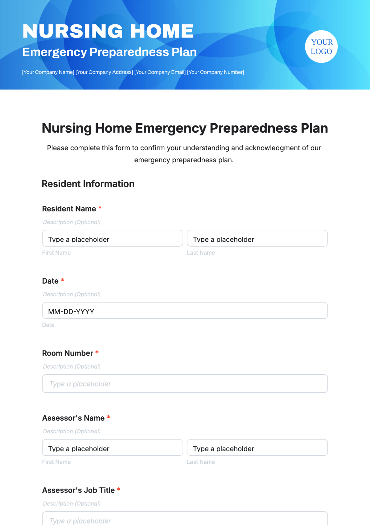 Nursing Home Emergency Preparedness Plan Template - Edit Online & Download