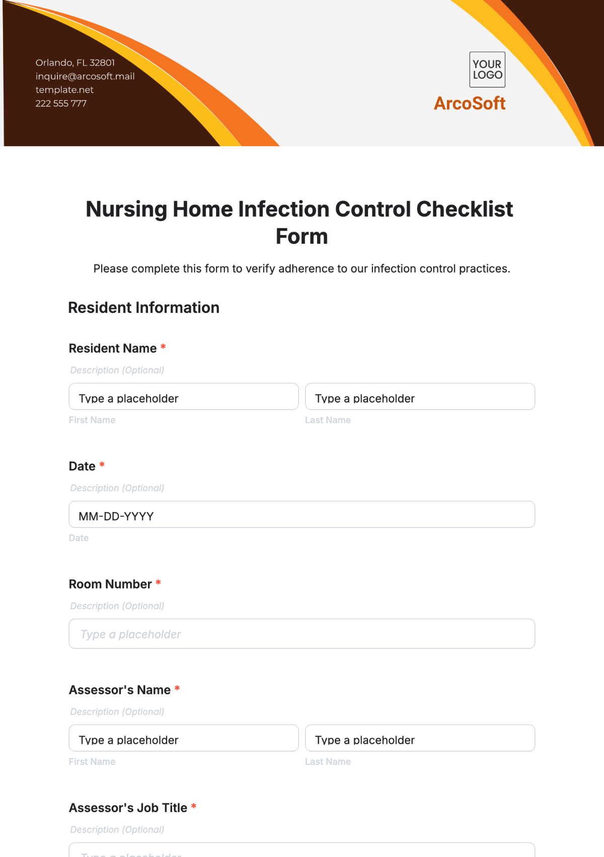 Nursing Home Infection Control Checklist Form Template - Edit Online & Download