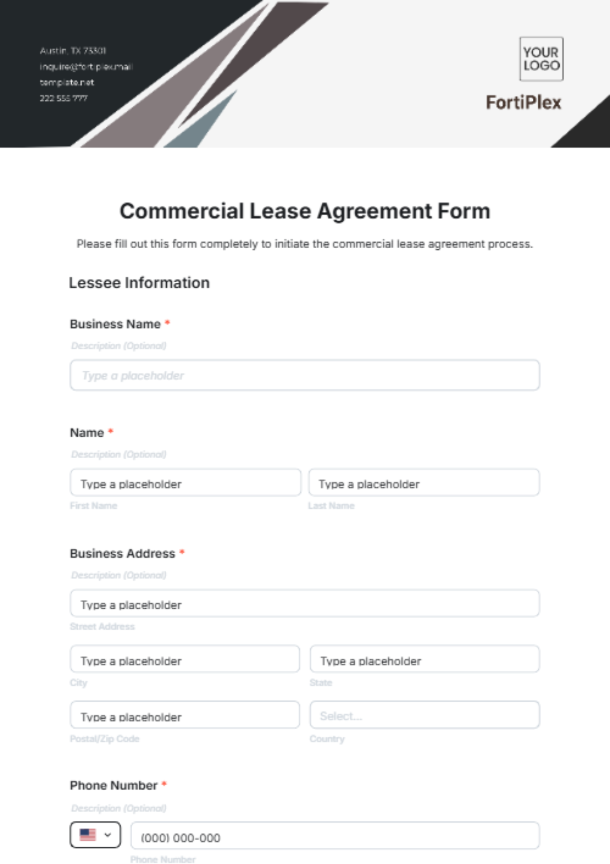 Commercial Lease Agreement Form Template - Edit Online & Download