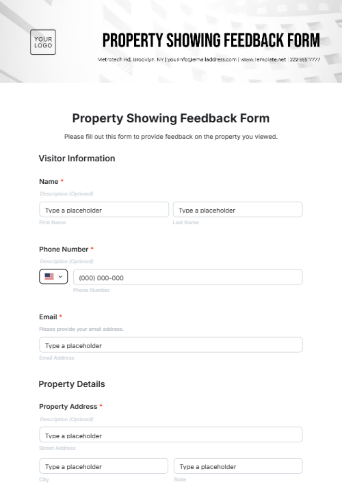 Property Showing Feedback Form Template - Edit Online & Download