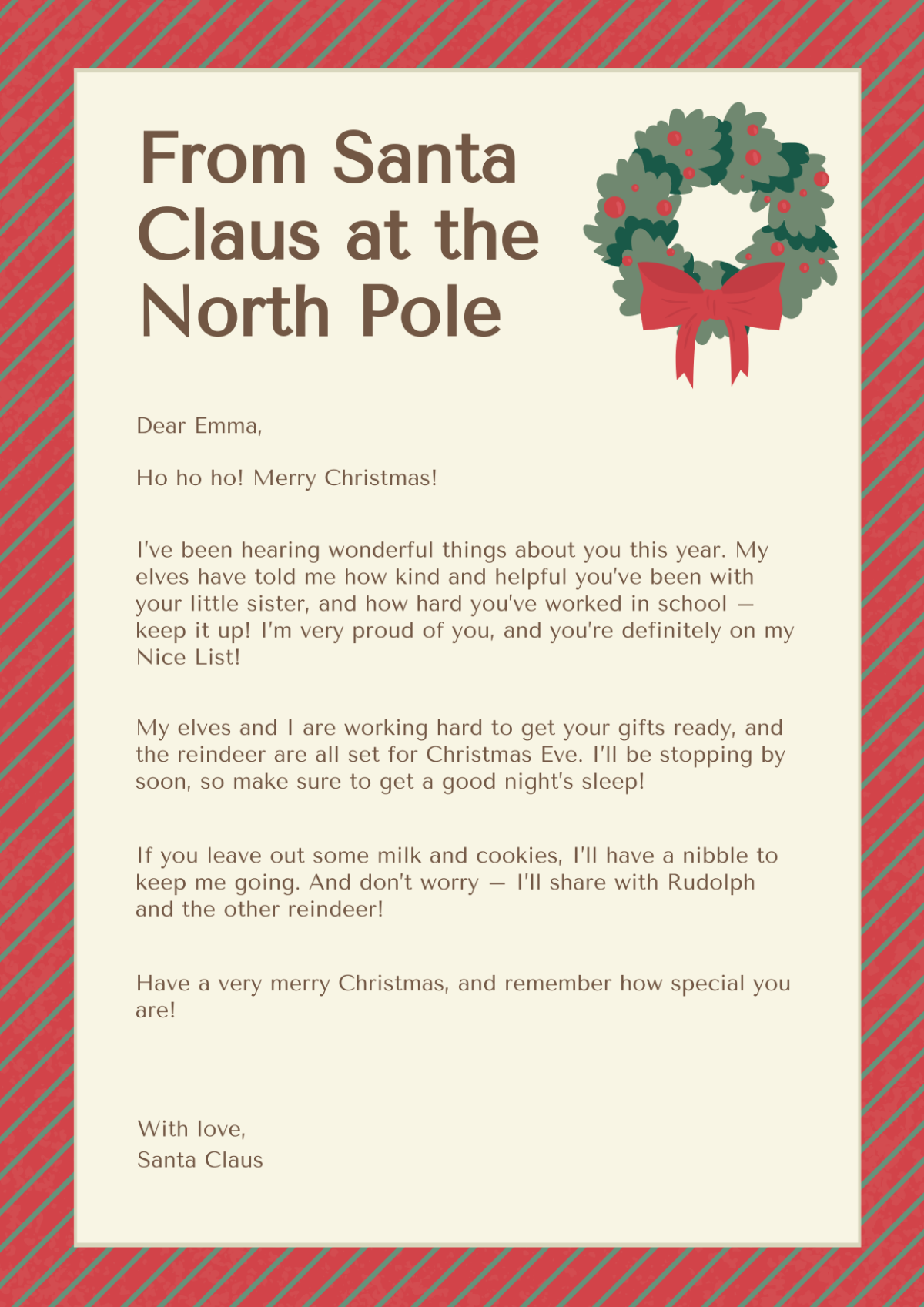 Vintage Santa Letter Template - Edit Online & Download