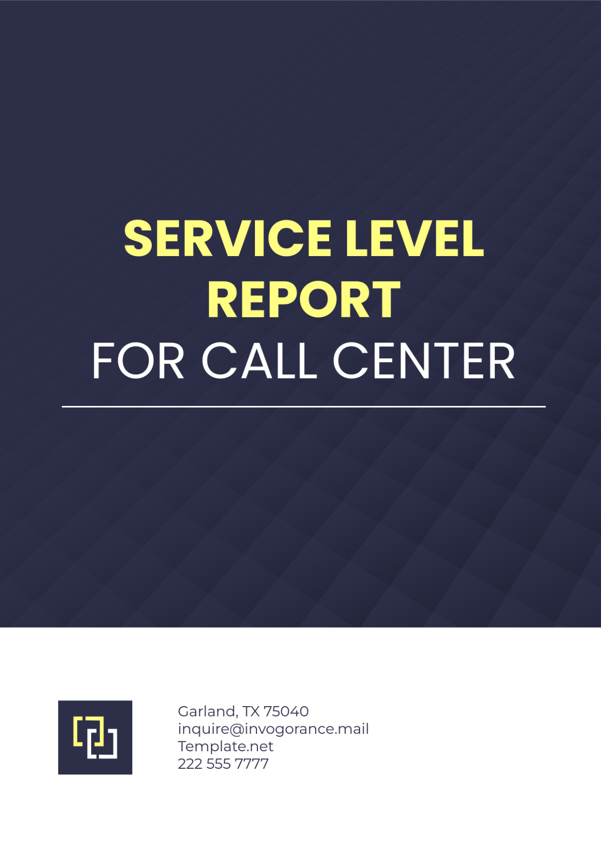 Service Level Report for Call Center Template - Edit Online & Download