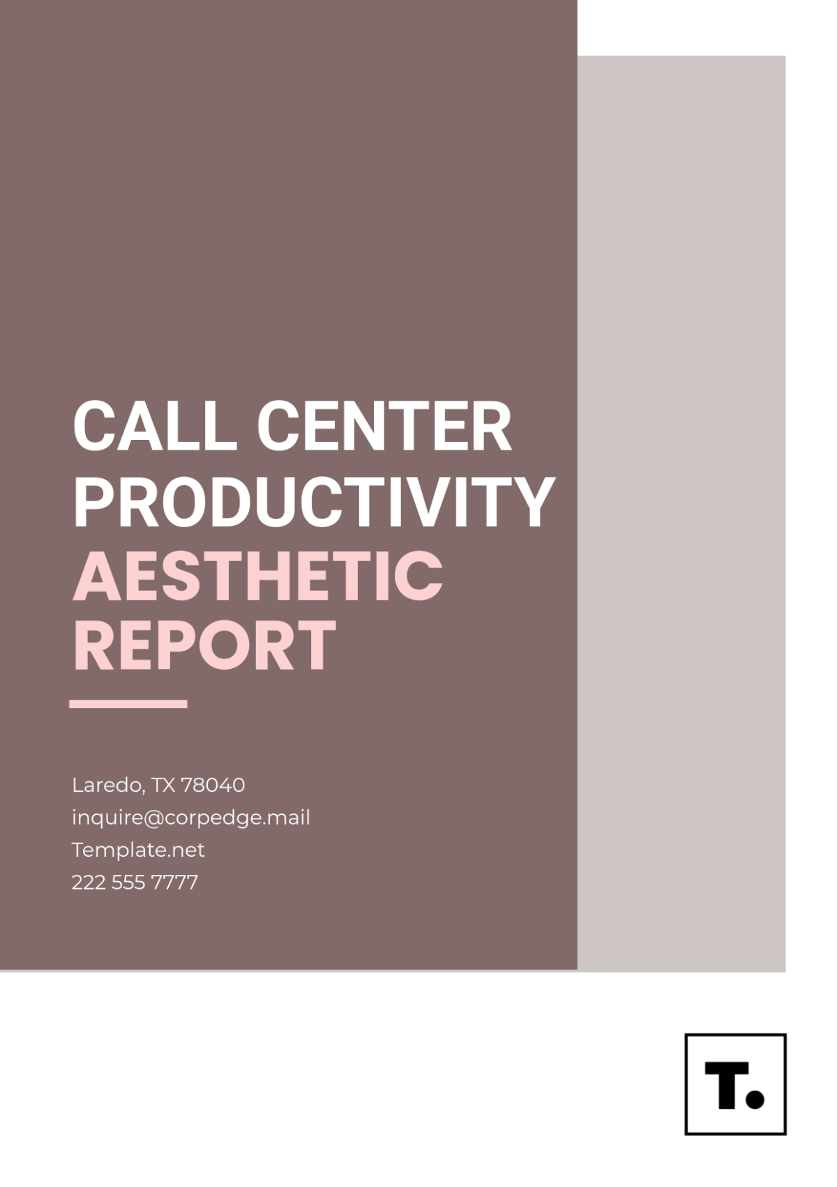 Call Center Productivity Aesthetic Report Template - Edit Online & Download