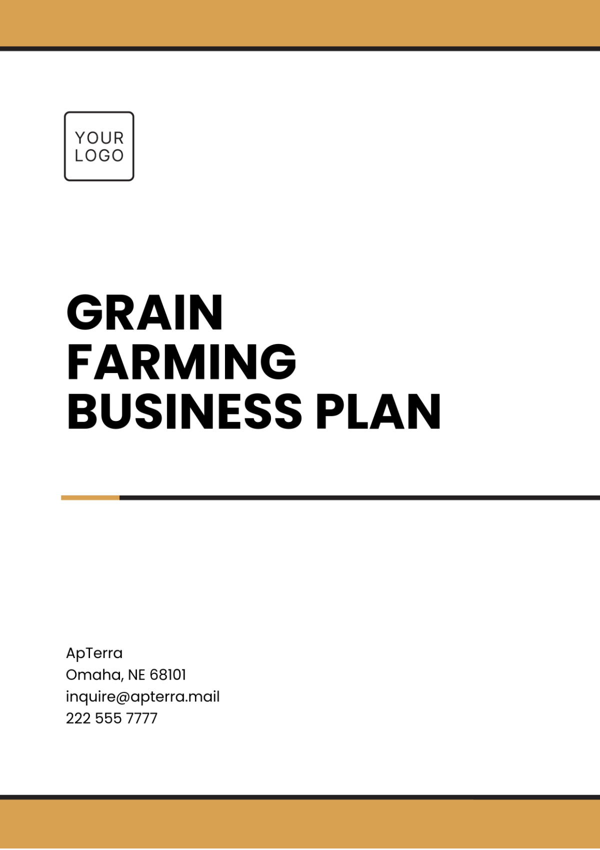 Grain Farming Business Plan Template - Edit Online & Download