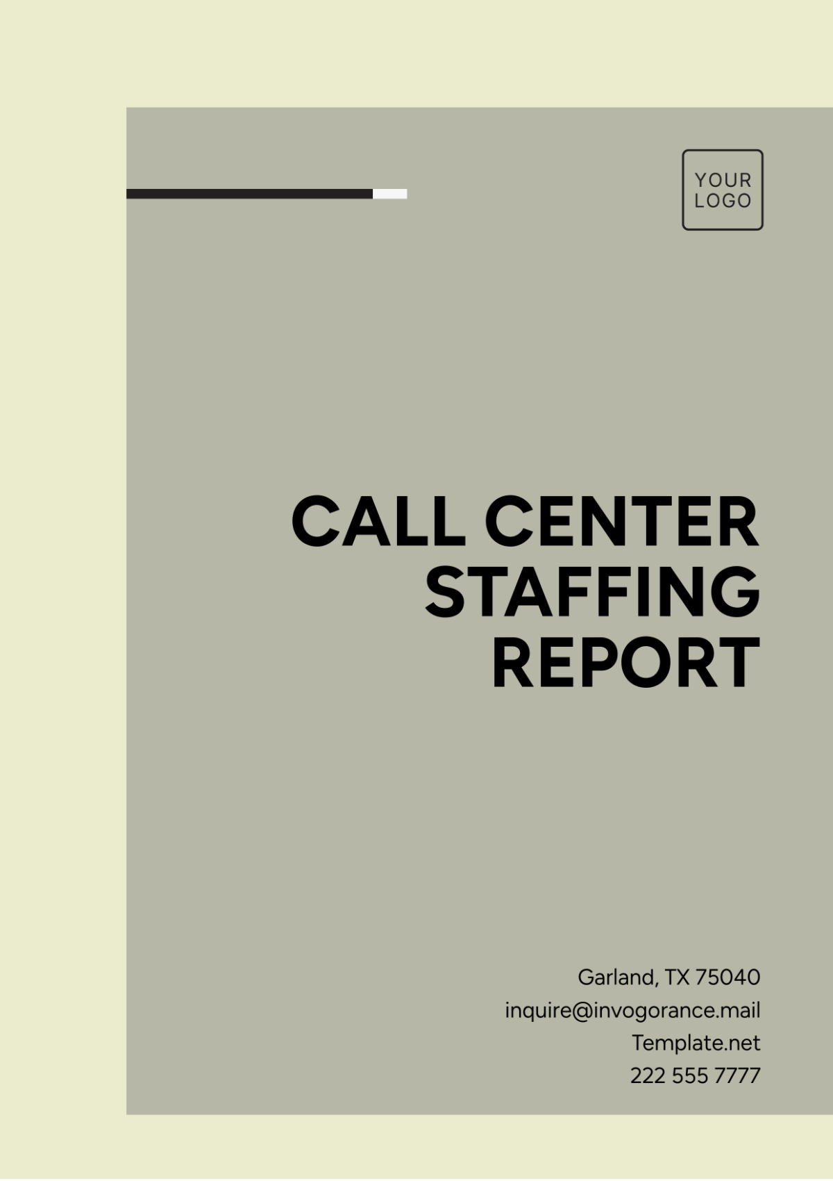 Call Center Staffing Report Template - Edit Online & Download