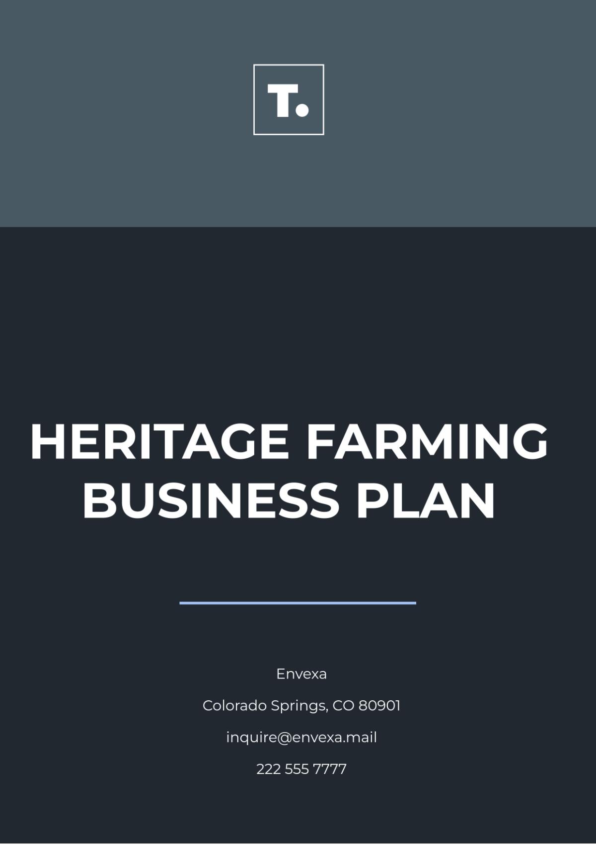 Heritage Farming Business Plan Template