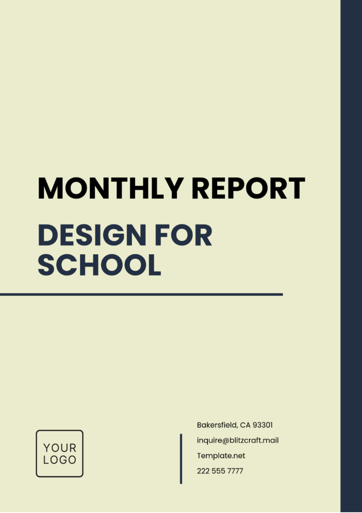 Monthly Report Design for School Template - Edit Online & Download