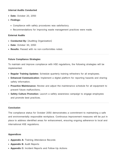Free HSE Health Safety and Environment Monthly Report Template to Edit Online