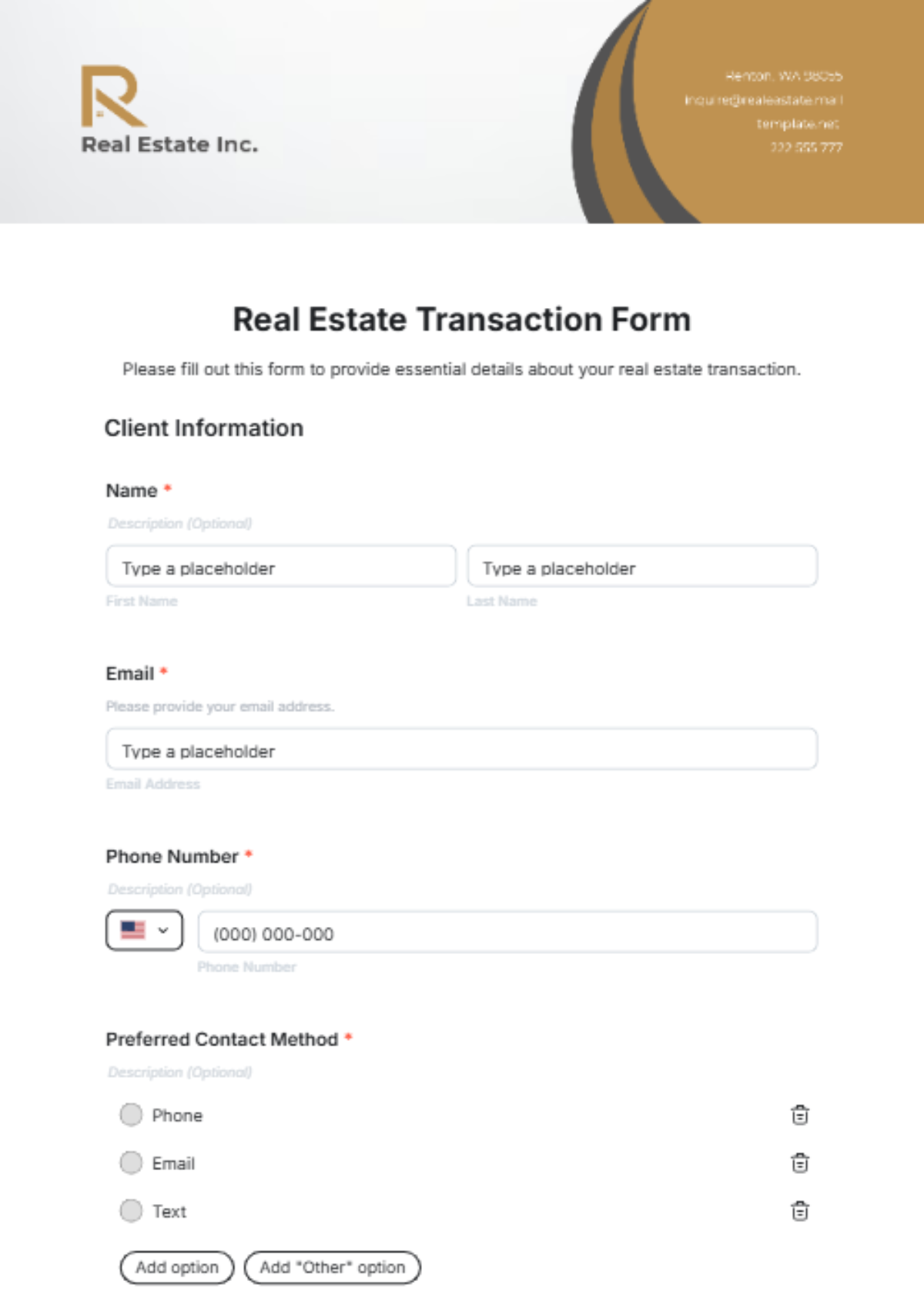 Real Estate Transaction Form Template - Edit Online & Download