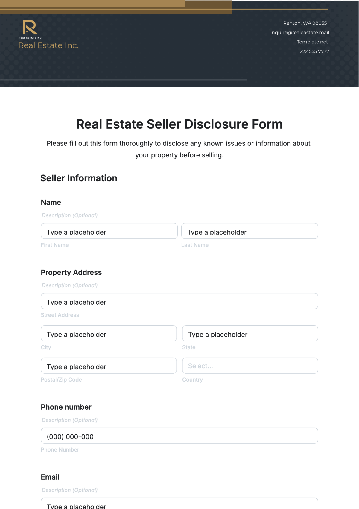 Real Estate Seller Disclosure Form Template - Edit Online & Download