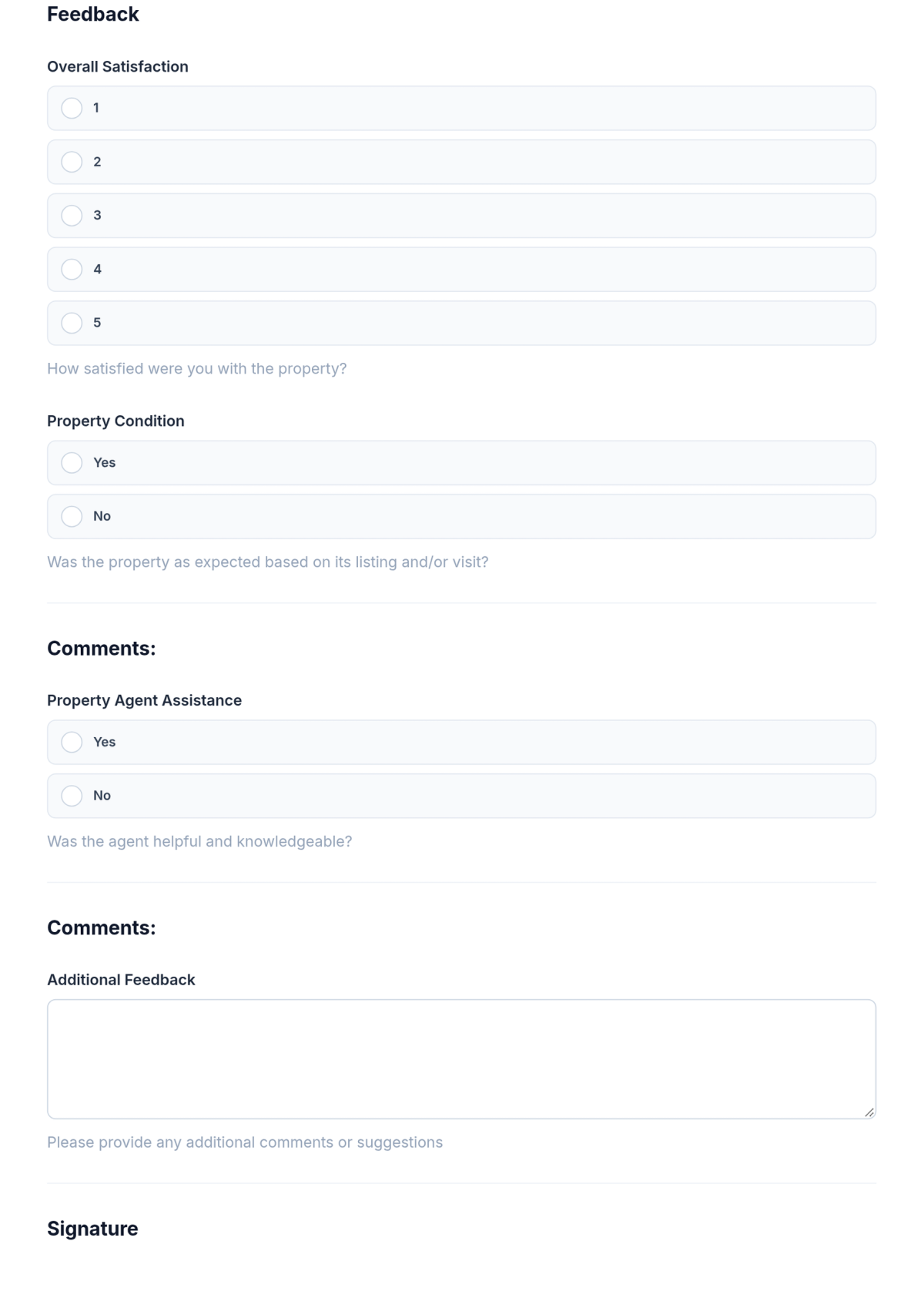 Free Real Estate Feedback Form Template & AI Maker